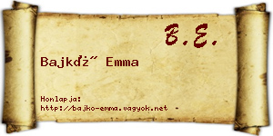 Bajkó Emma névjegykártya